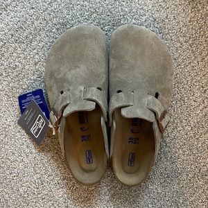 Taupe Birkenstock Bostons